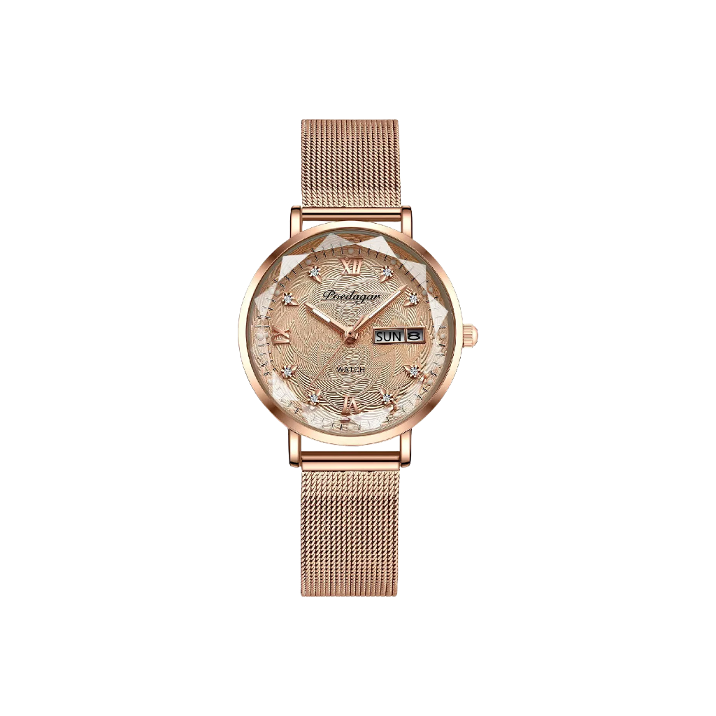 GRACE Or Rose | Montre Femme Bracelet Milanais Acier inoxydable