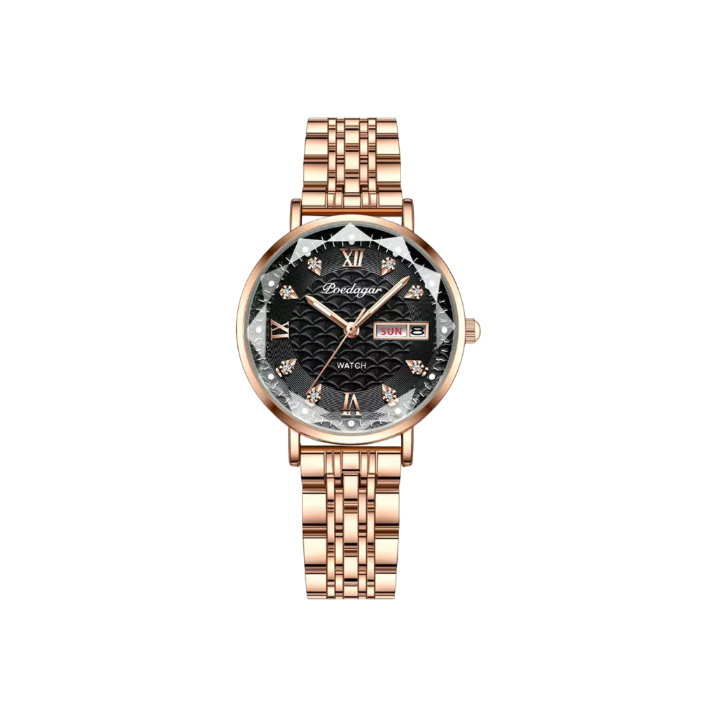 LUNA Or Rose | Montre Femme Élégante Acier Inoxydable