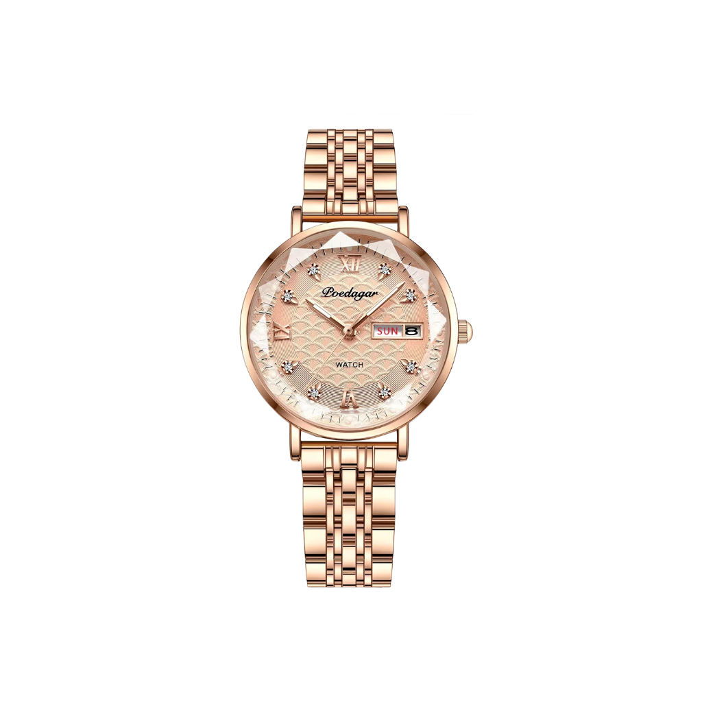 LUNA Or Rose | Montre Femme Élégante Acier Inoxydable