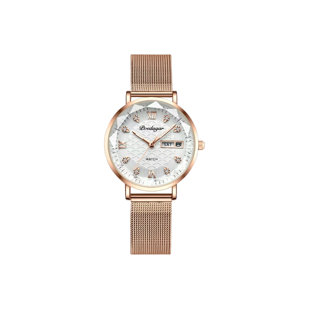 LUNA Or Rose | Montre Femme Élégante Acier Inoxydable