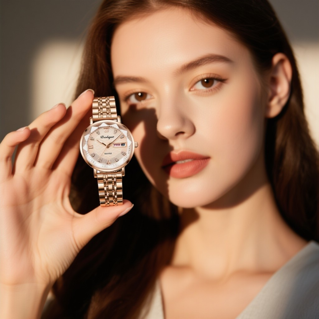 LUNA Or Rose | Montre Femme Élégante Acier Inoxydable