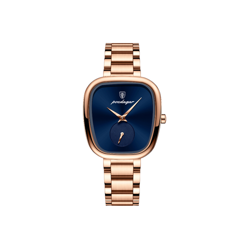 Montre femme STELLA or rose cadran bleu acier 316L — Horalia