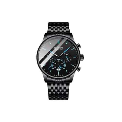 Montre homme chronographe sport TITAN acier inoxydable aiguilles bleues — Horalia