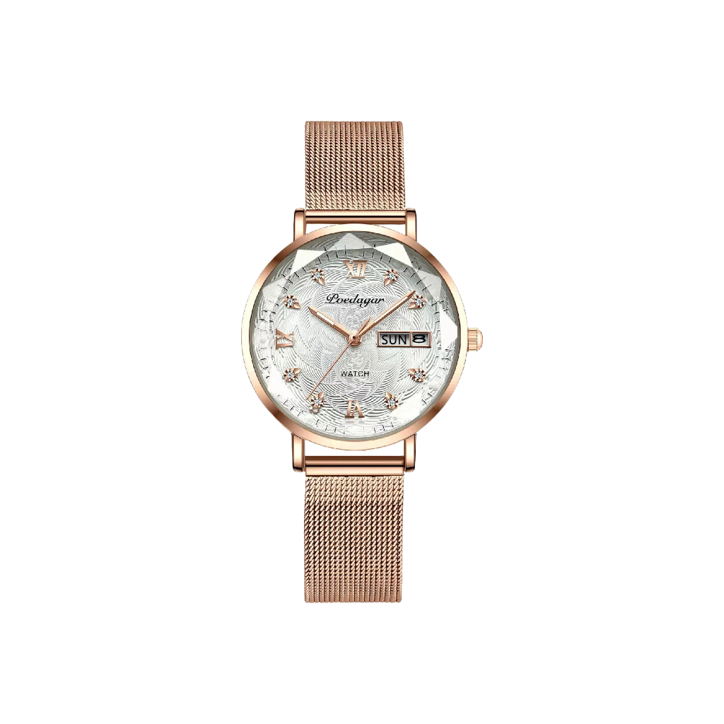 GRACE Or Rose | Montre Femme Bracelet Milanais Acier inoxydable