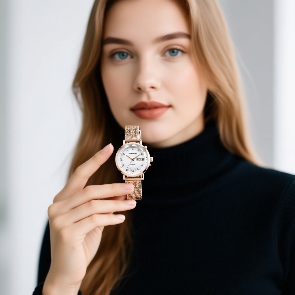 LUNA Or Rose | Montre Femme Élégante Acier Inoxydable