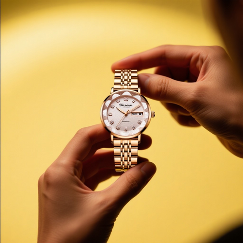 LUNA Or Rose | Montre Femme Élégante Acier Inoxydable