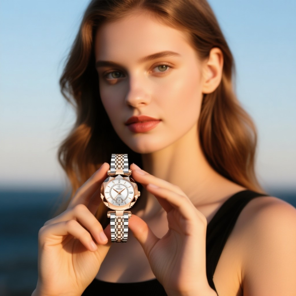 Montre Femme Bicolore AURORA — Acier Argent & Or Rose 316L